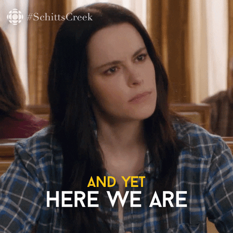 here we are schitts creek GIF by CBC