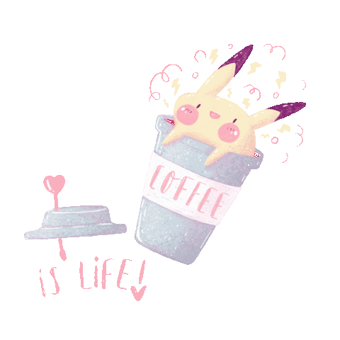 helenagaifem giphyupload coffee pikachu coffeeislife Sticker
