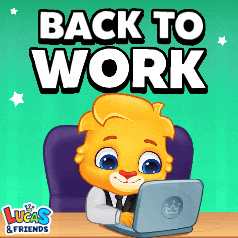 Working Late Monday Morning GIF by Lucas and Friends by RV AppStudios