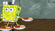 spongebob burger krabby patty casino dealer card shuffle GIF