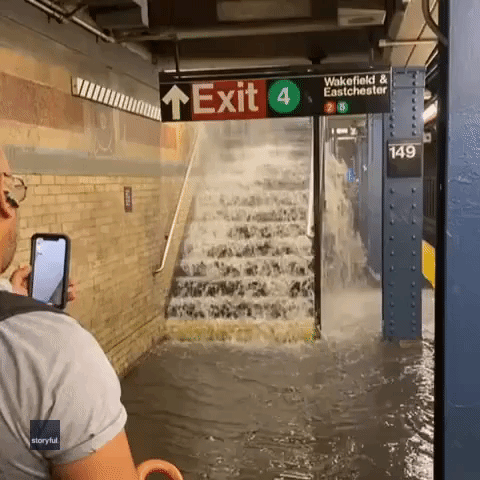 Heavy Rainfall Floods New York City Subway Stations