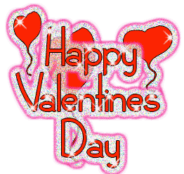 Sticker gif. Sparkling red text surrounded by red heart-shaped balloons reads “Happy Valentine’s Day” over a transparent background.