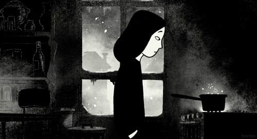 black and white animation GIF