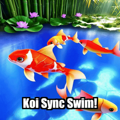 Koi Fish Synchronized Swimming GIF by TheConfishius