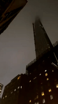 Crane Spins in the Wind in Midtown Manhattan