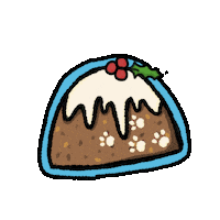Christmas Pudding Holly Sticker