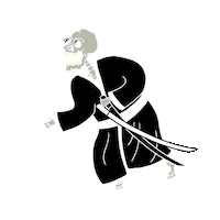 gominosensei samurai katana esqueleto lama Sticker
