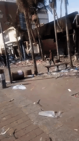 Ransacked, Burned-Out Stores in Downtown Pietermaritzburg After Looting