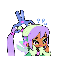 SparklesMagicalMarket green purple worried sweat Sticker