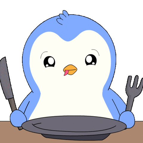 Bon Appetit Wtf Sticker by Pudgy Penguins