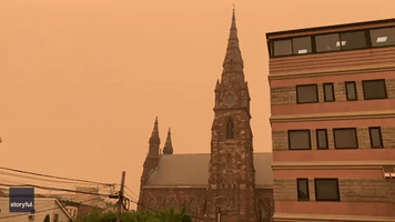 Orange Skies Loom Over Paterson, New Jersey, Amid Air-Quality Warnings