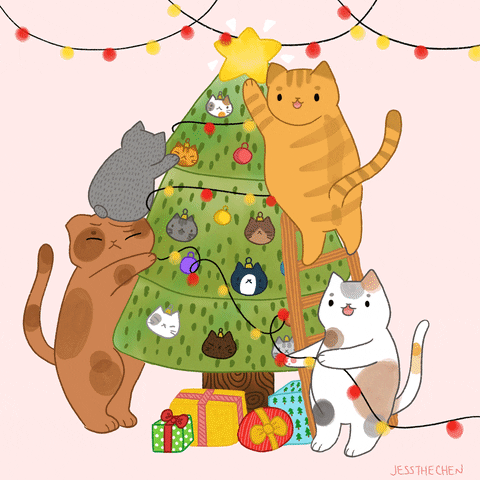 Christmas Cats GIF by jessthechen