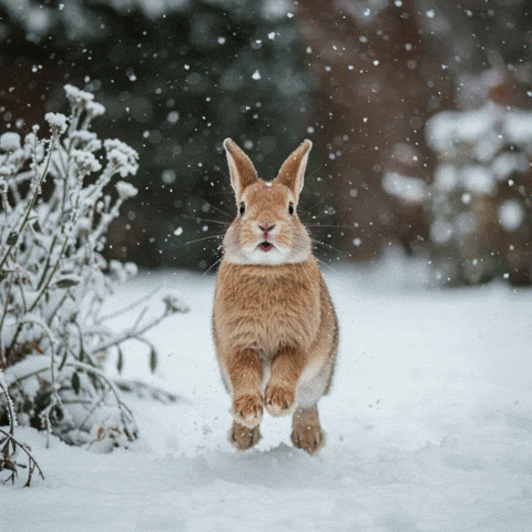 Happy Rabbit Snow GIF by Salih Kizilkaya