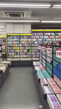 Items Fall Off Bookstore Shelves as 7.0-Magnitude Earthquake Shakes Japan