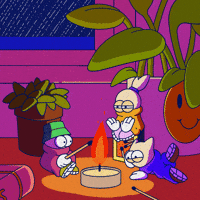 Globkins vibes cozy candles campfire GIF