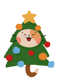 Christmas Tree Cat Sticker by Stickerrific