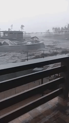 Floodwater From Typhoon Goni Rages Through Philippine Town