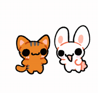 WhimsyBunnyDoodles love cat hug bunny GIF