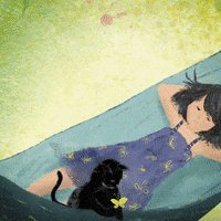 Miqan sweet serene black cat hammock GIF