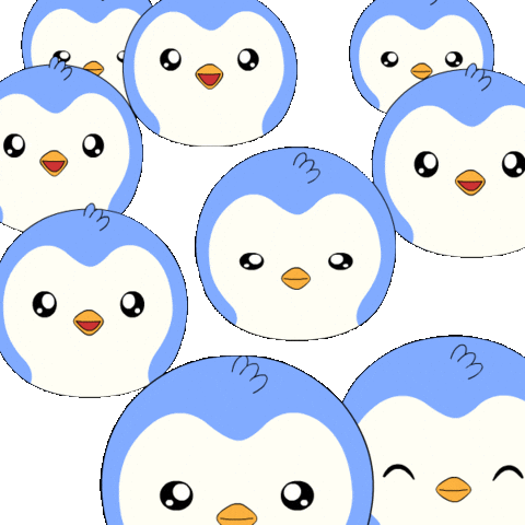 Huddle Up Lets Go Sticker by Pudgy Penguins