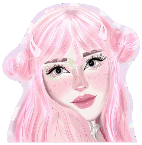 Spiritedartwork pink japanese make up cute girl Sticker