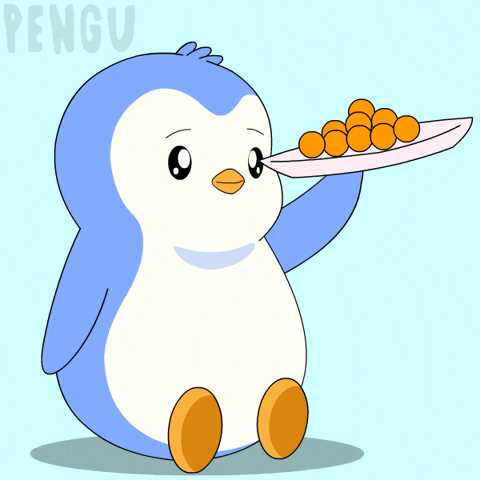 Penguin Eating GIF by Pudgy Penguins