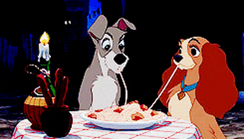 lady and the tramp spaghetti scene GIF