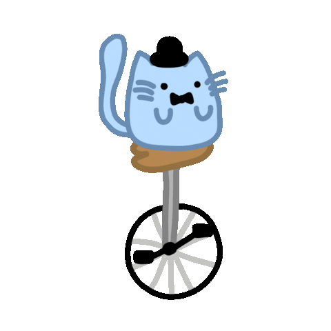 cartoons_by_octopus cat bowtie unicycle tophat Sticker