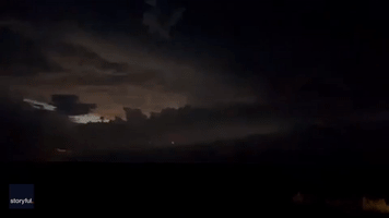 Lightning Flashes as Tornado-Warned Storm Hits Kansas