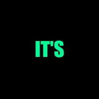 Text gif. Green text flashes on black background, "It's windy Wednesday."