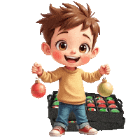 Boys Girls Christmas Ornaments Sticker