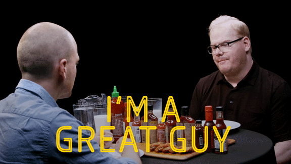 jim gaffigan hot ones GIF by First We Feast: Hot Ones