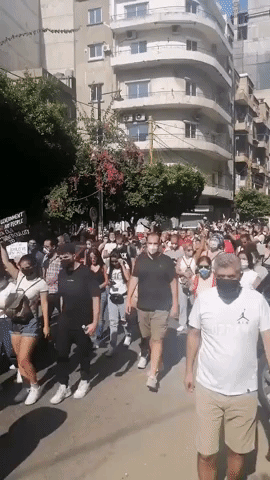 Protesters Rally Outside Beirut Electric Company on Anniversary of Port Blast