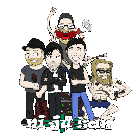 NiJuSan giphyupload beer rock guitar Sticker