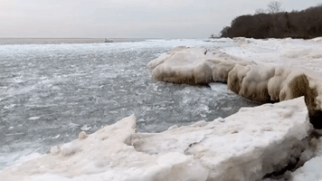 Overnight Winds Push Lake Michigan Ice Onto Wisconsin Shoreline