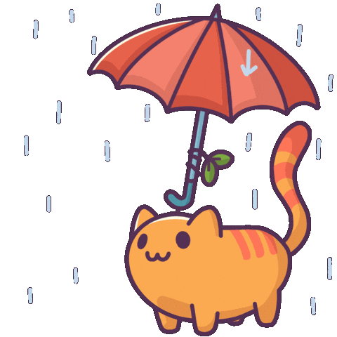 Cat Raining Sticker by Castaways