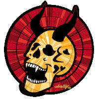 weirdolight red laughing yellow hearts Sticker