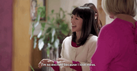 Excited Marie Kondo GIF "I'm so excited because I love mess"