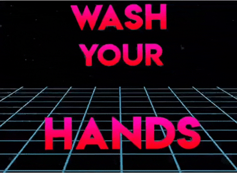 michaelpaulukonis retrowave wash your hands public service announcement retrogram GIF