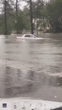 Car Submerged by Flooding in East Louisiana