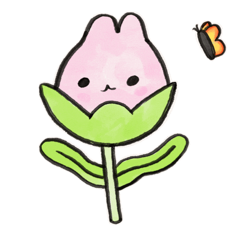 vonchons giphyupload flower bunny butterfly Sticker