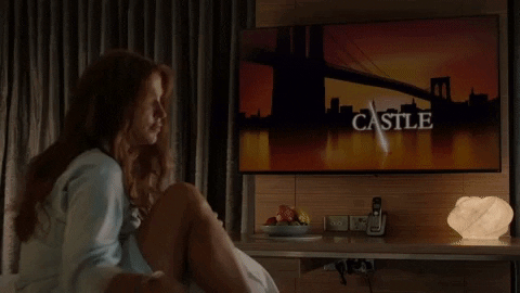 abcnetwork giphygifmaker abc castle watching tv GIF