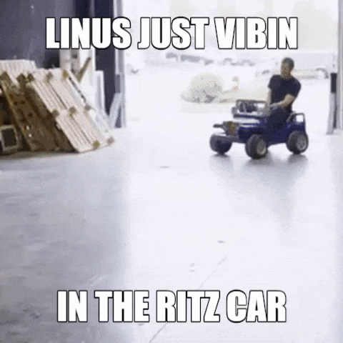 giphyupload linus linus tech tips plies ritz car GIF