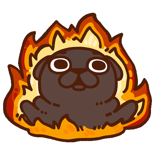 Fire Burn Sticker by Puglie Pug