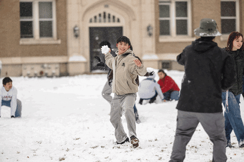 Snow Snowball Fight GIF by Gonzaga University