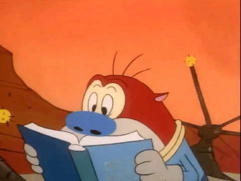 ren and stimpy reading GIF