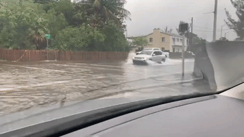 Streets in Surfside, Florida, Flooded by Heavy Rain