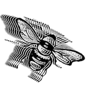Bee Flying Sticker by Desnuda Tequila