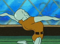 Meme gif. Squidward, buff and masculine and classically handsome, twirls around across the floor like a ballerina with his eyes closed and mouth ajar passionately.