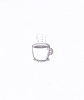 Illustrated gif. Cup of coffee sits and steam comes off the top.